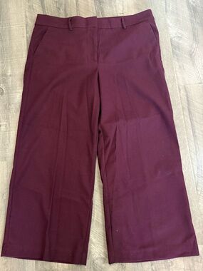LOFT Wide-Leg Crop Pants in Burgundy